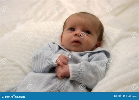 Baby Boy In Blue Stock Photo Image Of Parents Babe Life 2197130