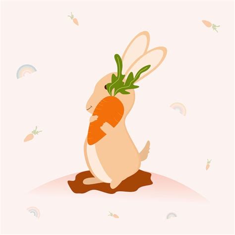 Premium Vector Cartoon Rabbit And Carrot Vector Illustration Design