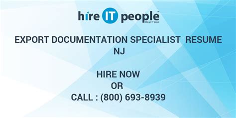 Inventory specialist job description resume elegant. Export Documentation Specialist Resume NJ - Hire IT People ...