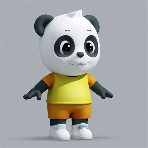 Character 3d Model Cartoon Panda Cgtrader