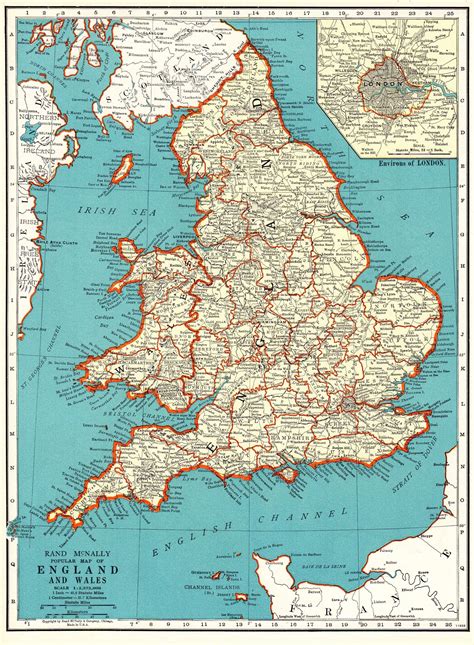 1941 Vintage England And Wales Map Of England Gallery Wall Etsy