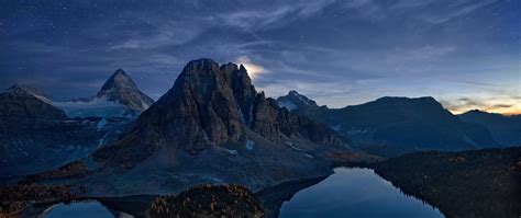 2560x1080 Beautiful Landscape Mountains At Night 2560x1080 Resolution