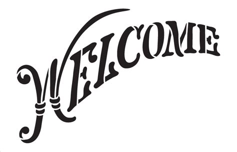 Welcome Word Stencil Elegant Country Arched