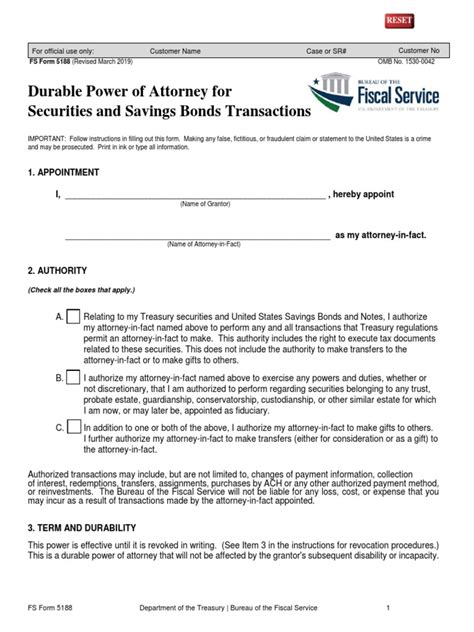 Fs Form 5188 Pdf Power Of Attorney Securities Finance