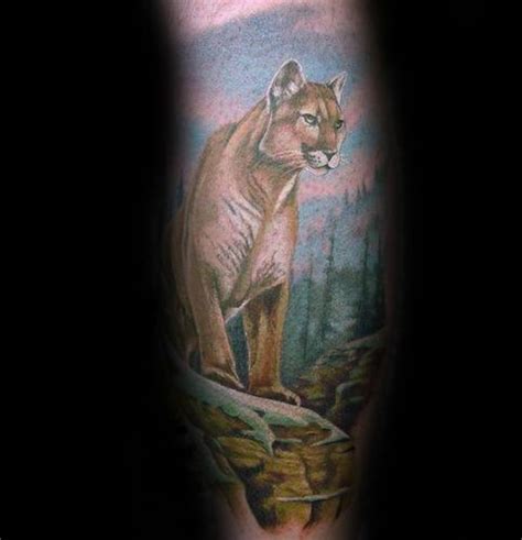 40 Mountain Lion Tattoo Designs For Men Animal Ideas