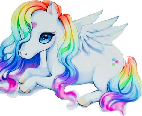 Download Unicorn Rainbow Anime Kawaii Chibi Freetoedit Pegasus Cute