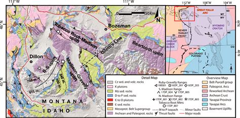 Simplified Geologic Map Of Southwestern Montana Highlighting The