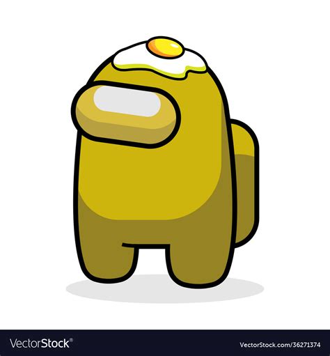 Yellow Game Character Among Us With Egg Royalty Free Vector