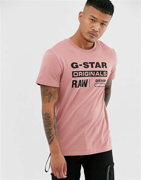 G Star Raw Originals Organic Cotton Logo T Shirt In Pink For Men Lyst
