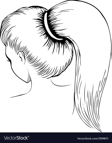 Long Ponytail Line Art Royalty Free Vector Image