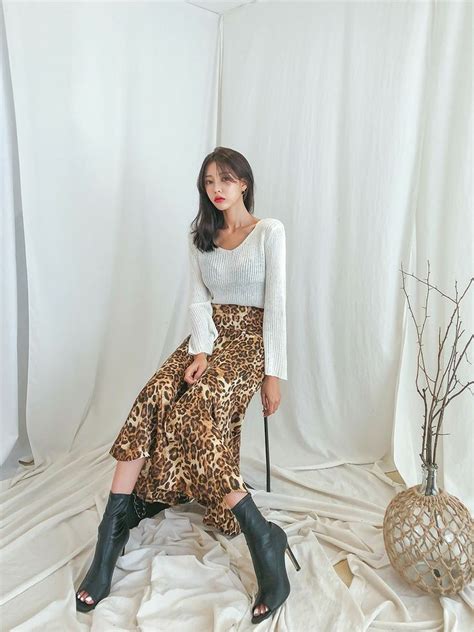 Leopard Print Long Skirt DABAGIRL Your Style Maker Korean Fashions Clothes Bags Shoes