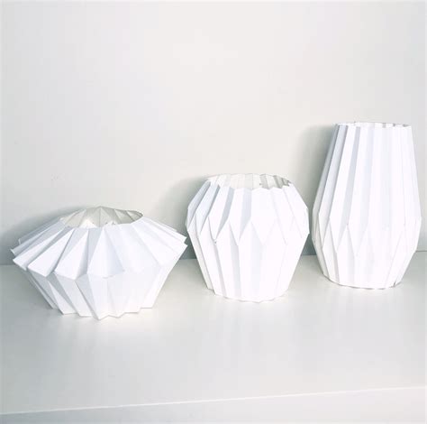 Origami Vases 3d Papercraft By Sofs 3 Different Style Wide Long And