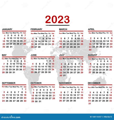 Calendario 2023 Con Mapa Mundial Ilustraci N Del Vector Ilustraci N