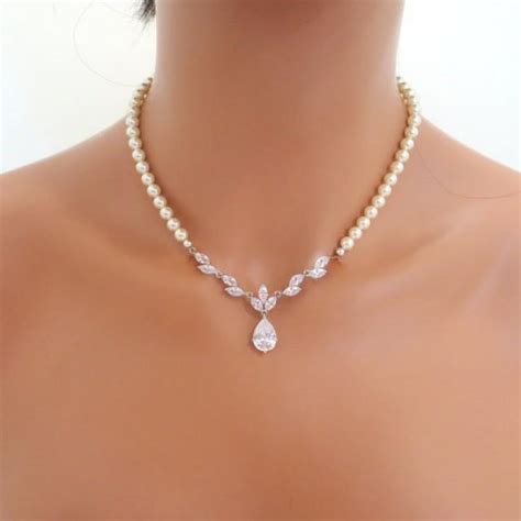 Pearl Bridal Necklace Set Crystal Wedding Necklace Necklace Crystal