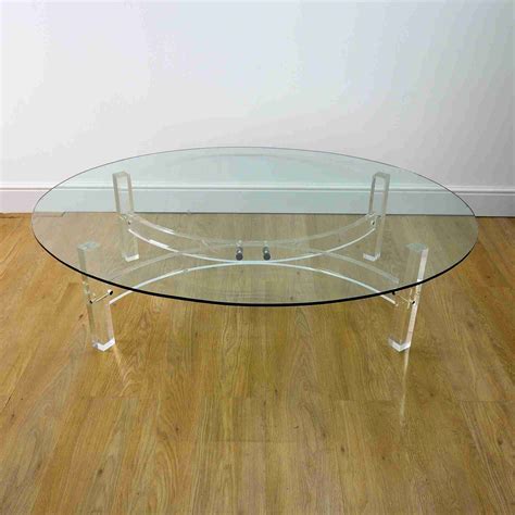 70s Glass Topped Oval Perspex Coffee Table Mark Parrish Mid Century