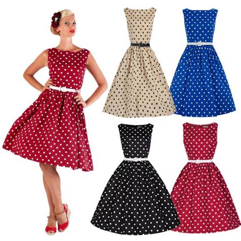 Summer Women Polka Dot Vintage 1950s Rockabilly Casual Evening Party Swing Dress Dazz24