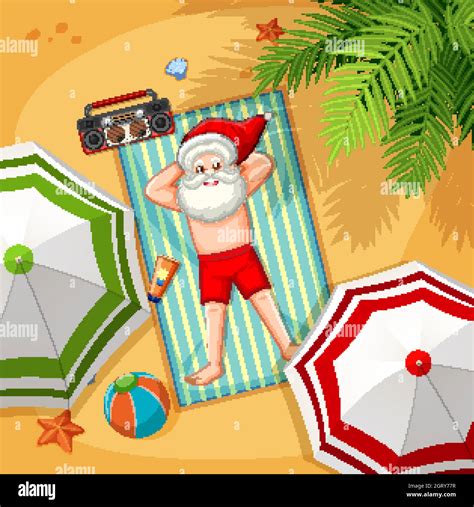 Santa Claus On The Beach For Summer Christmas Stock Vector Image And Art