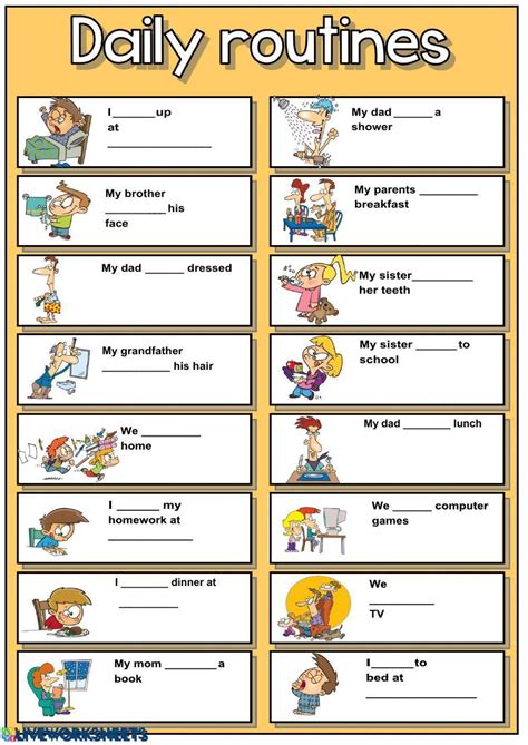 Daily Routine Exercise For A1 Live Worksheets