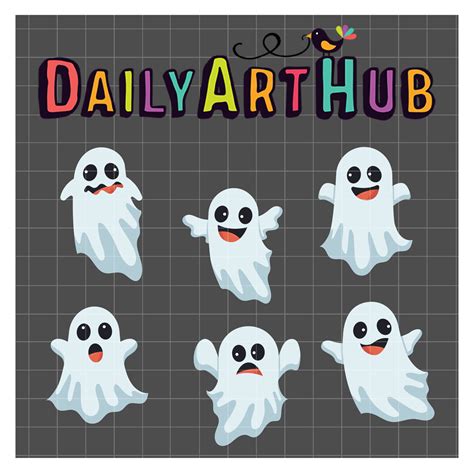Happy Ghost Clip Art Set Daily Art Hub Graphics Alphabets And Svg