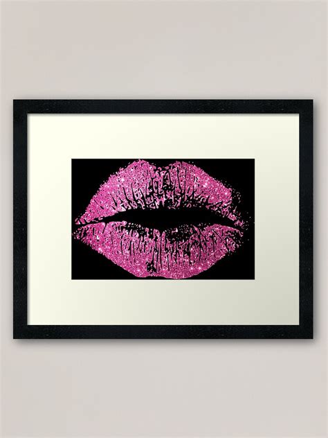 Stylish Pink Glitter Lips Framed Art Print By Ngo Van Nhan Framed Art