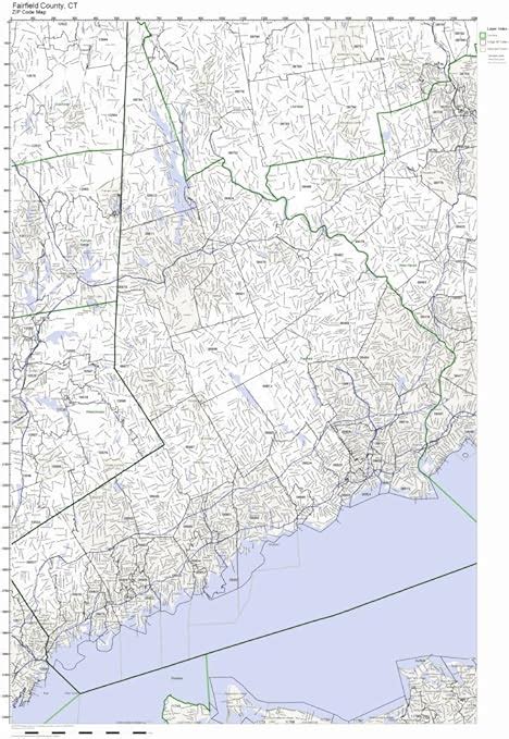 Fairfield County Connecticut Ct Zip Code Map Not Laminated Amazonca