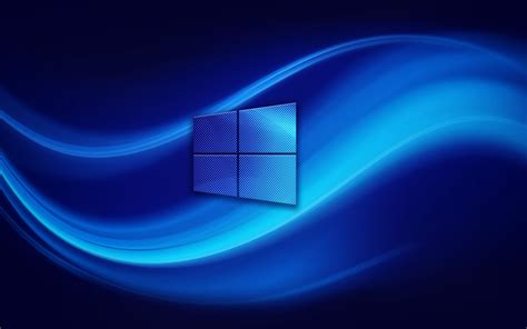 4k, Windows 10, logo, abstract waves, blue background, Windows ...