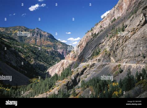 Us Highway 550 Ascends Red Mountain Pass South Of Ouray Colorado Stock
