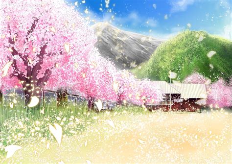 [16 ] amazing anime cherry blossom landscape wallpapers wallpaper box