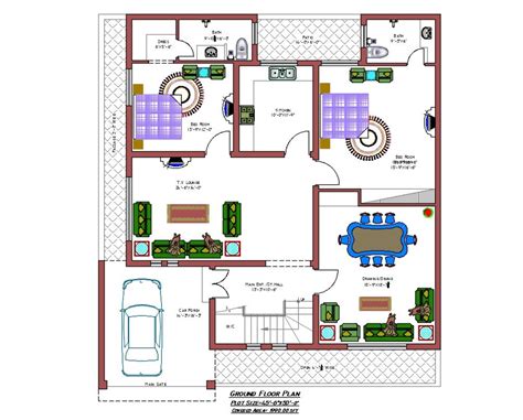 Architectural Drawing Ground Floor Sketch House Plan Download Dwg