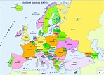 imagen del mapa del continente europeo con sus países y capitales ...