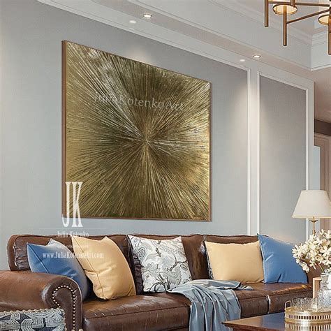 Gold Leaf Painting Large Wall Art Gold Wall Decor Texture Wall Art