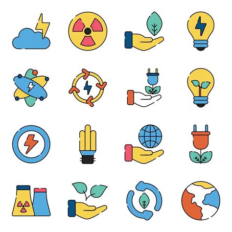 Pack Of Power Flat Icons 3808171 Vector Art At Vecteezy