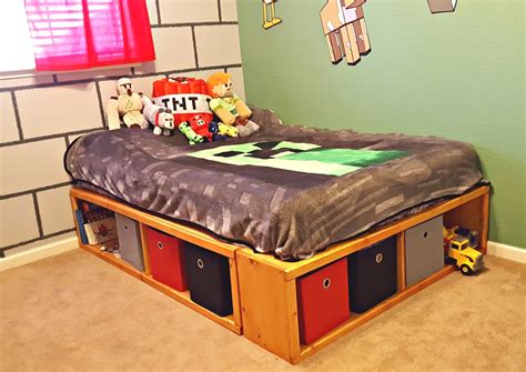 Diy Full Size Bed Frame With Storage Leap Of Faith Crafting