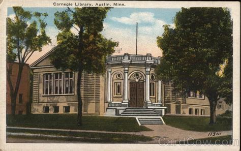 Carnegie Library Austin Mn Postcard