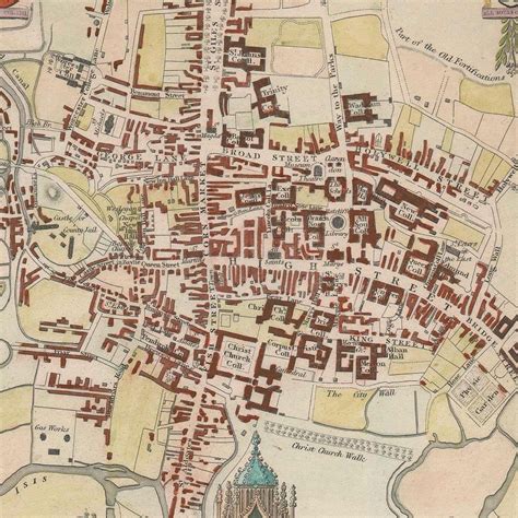 Old Map Of Oxford England 1837 Rare City Plan Fine Etsy