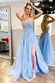 Light Blue Prom Dress Long, Evening Dress, Dance Dress, Graduation ...