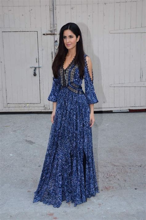 Indian Beautiful Girl Katrina Kaif Stills In Long Blue Dress Katrina