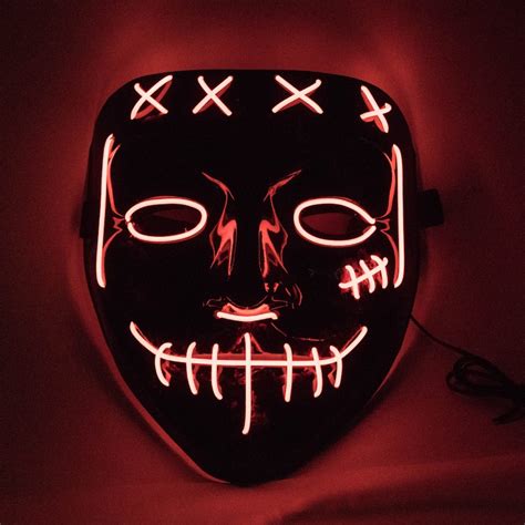 Scary Halloween Mask Led Light Up Mask Cosplay Glowing In Etsy
