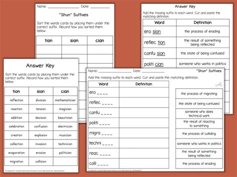 Suffixes Worksheet And Word Sorts Tion Sion Cian Made By Teachers