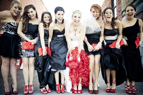 Black And Red Bridesmaid Dresses And Red Bridal Tulle Skirt Red Bridesmaid Dresses Wedding Dresses