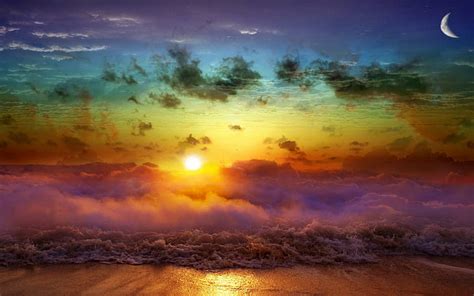 800x600px Free Download Hd Wallpaper Beach Rainbow Art Blue And