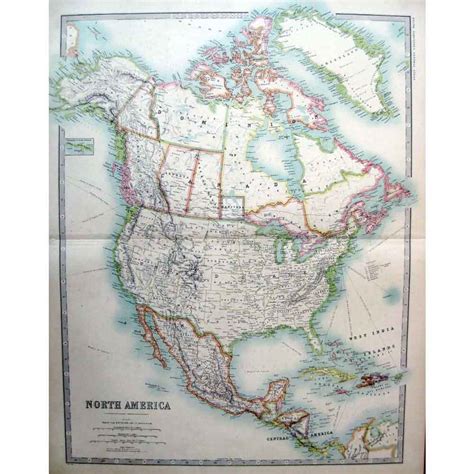 North America Canada And Usa Antique Map 1910 By Johnston Ebay
