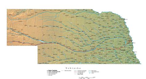 Nebraska Illustrator Vector Map With Cities Roads And Photoshop