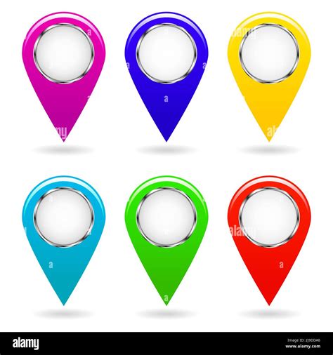 Conjunto De Punteros De Mapa De Colores Objetos Aislados Ilustración Vectorial Imagen Vector