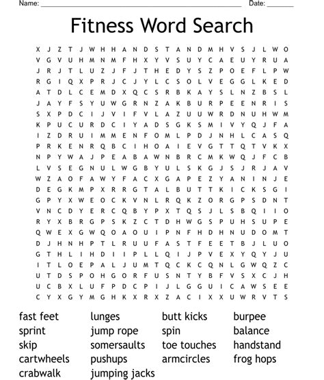 Fitness Word Search Wordmint