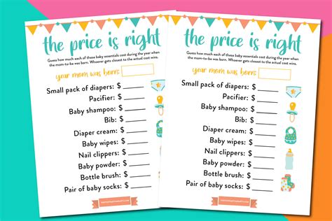 Printable Price Is Right Baby Shower Game The Postpartum Party