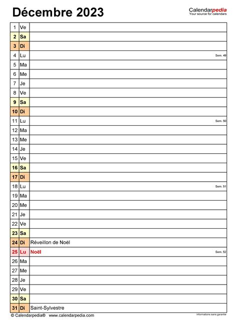 Calendrier Décembre 2023 Excel Word Et Pdf Calendarpedia