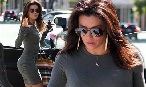 Single Shade Of Grey Eva Longoria Is Ever So Booty Ful In Clingy Grey Dress For Hairstyling