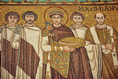 Byzantine Mosaic Of Emperor Justinian I Basilica Of San Vitale In