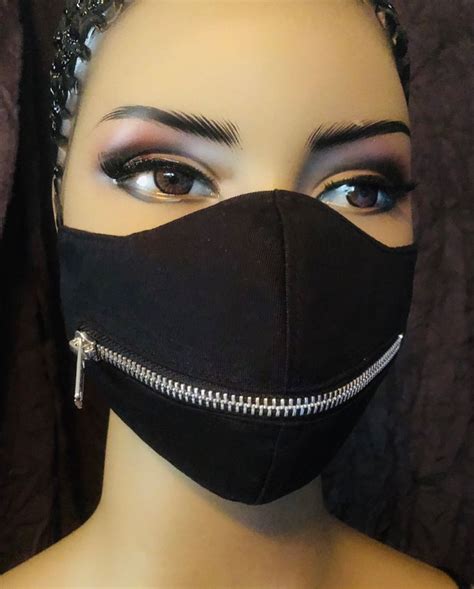 Black Horizontal Zipper Face Mask Etsy In 2021 Zipper Face Mask